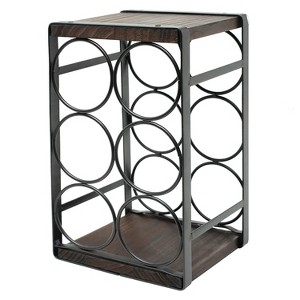 Itopfox Rustic Wood Countertop Wine Rack for 6 Bottles, No Assembly Required, Elegant Brown Finish for Kitchen or Bar Display - 1 of 4