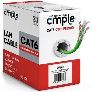 Cmple Cat6 Ethernet Cable 1000ft Plenum CMP 23AWG 550MHz UTP Solid ...