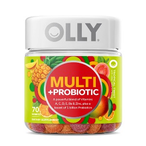 OLLY Adult Multivitamin + Probiotic Supplement Gummies - 70ct - 1 of 4