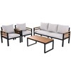 FURNIinspire Patio Accent Chairs, Outdoor Conversation Set with Premium Cushions Patio Furniture for Garden Balcony Poolside, Beige, 72.4"*25.8"*30.3" - 3 of 4
