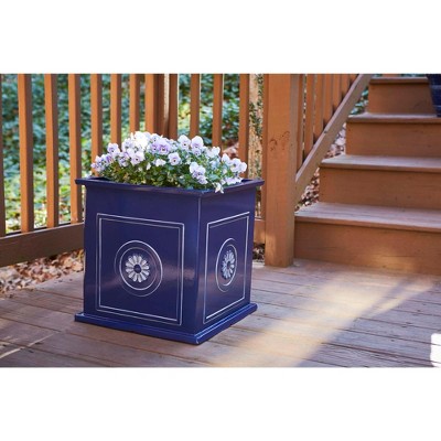 Navy Ceramic Square Outdoor/Indoor Planter, 18.25"