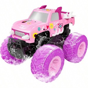 1: 16 Waterproof Pink RC Monster Truck 4WD Amphibious Remote Control Car ToyDurable Off - Road Fun Indoor Outdoor Play - 1 of 4