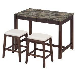 NicBex 5-Piece Bar Table Set for 4 Modern Faux Marble Table Set with Drawers and 4 Upholstered Bar Stools for Dining Room - 1 of 4