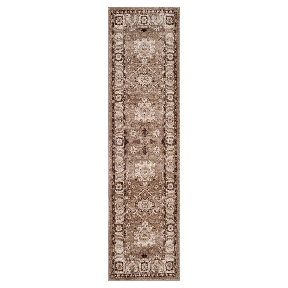 Taupe Floral Loomed Runner 2'2inx8' - Safavieh