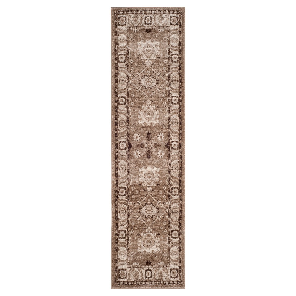 Taupe Floral Loomed Runner 2'2inx8' - Safavieh