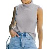 Women's Mock Turtle Neck Sweater Vest Sleeveless Knit Pullover Tank Tops Casual Trendy Slim Fitted Tops - 4 of 4