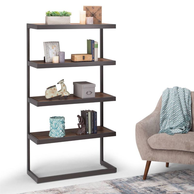 66&#34; Cecilia Solid Acacia Wood Bookshelf Rustic Natural Aged Brown - WyndenHall, 3 of 8