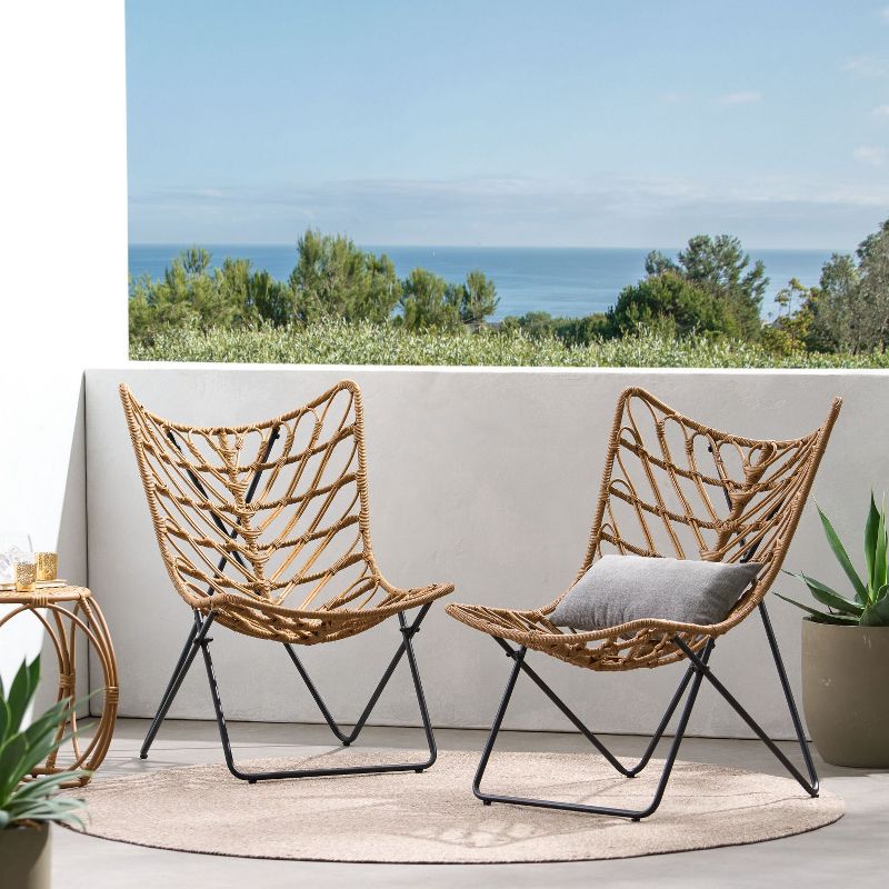 Janey 2-piece All-weather Wicker Patio Dinning Chairs, Armless Chairs, Outdoor Furniture - Maison Boucle, 2 of 9