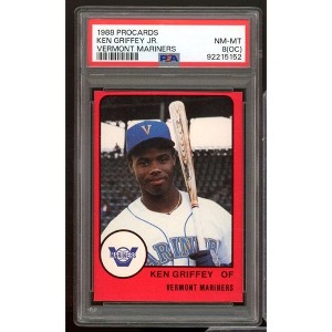 Ken Griffey Jr. Rookie Card 1988 Procards Vermont Mariners #nno PSA 8 (OC) - 1 of 2