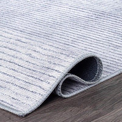 Gray 5' x 7' Flat Woven Reversible Synthetic Stripe Rug