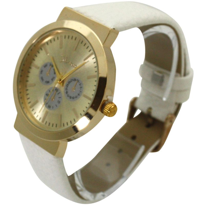 Olivia Pratt Calendar Dial Gold Accented Leather Strap Watch, 4 of 6