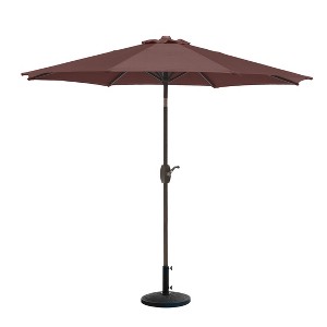 WestinTrends 9 Ft Outdoor Patio Market Table Umbrella with Decorative Round Resin Base - 1 of 3