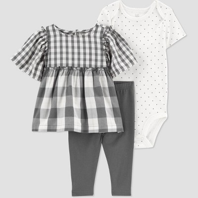 Carter's Just One You® Baby Girls' Gingham Top & Bottom Set - Black/White 6M