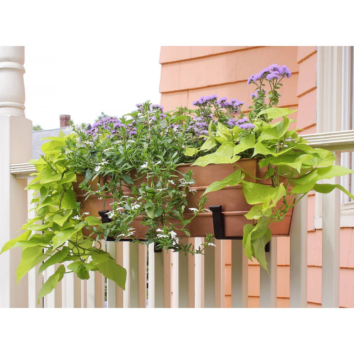 ACHLA Designs Medium Rectangular Galvanized Steel Outdoor Planter Box with Mounting Bracket - thumbnail 3