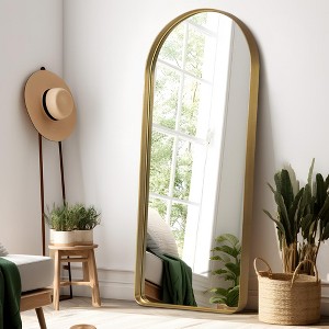 Aluminum Alloy Rounded Arch Full Body Mirror with Imitation Electroplating, 180x80x5cm (Deep, No Bracket) - 1 of 3