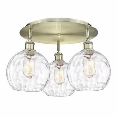 Athens Water Glass - 3 Light Flush Mount In Industrial Style-10.38 Inches Tall and 19.75 Inches Wide