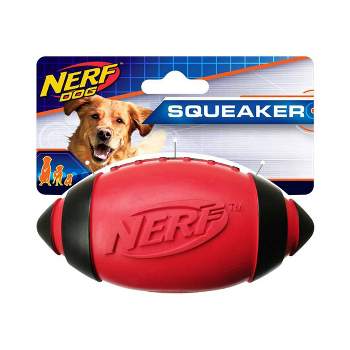 NERF Classic Squeak Football Dog Toy - Red - 5"