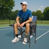 Karl Home 26in Navy Iron Pipe Folding Director Chair with Built-in Cup Holder, Side Table, Storage Pocket - 2 of 4