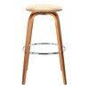 Armen Living 26" Harbor Backless Mid-Century Swivel Counter Height Barstool Cream Faux Leather/Walnut Veneer: Fixed Height, Round Seat - 3 of 4