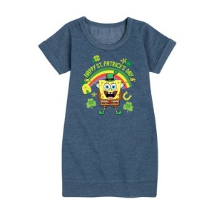 - SpongeBob Squarepants - Happy St. Patricks Day Graphic Short Sleeve Fleece Dress - 1 of 4