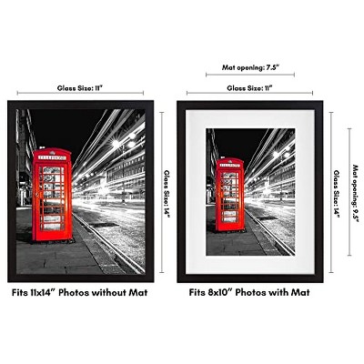 Black 11x14 Picture Frame with Shatter-Resistant Glass
