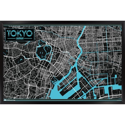 Trends International Tokyo - Map Framed Wall Poster Prints : Target