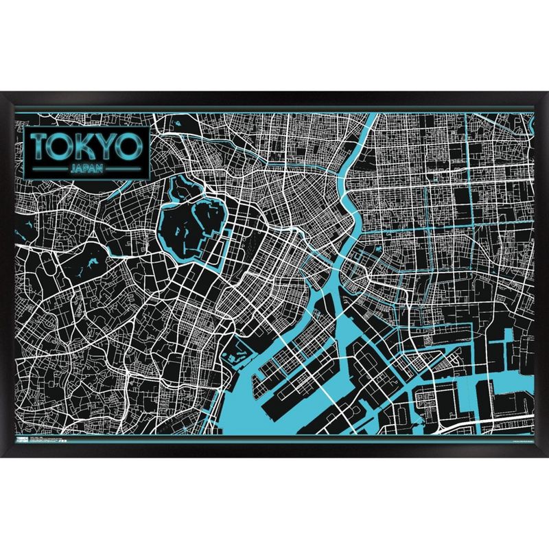 Trends International Tokyo - Map Framed Wall Poster Prints, 1 of 7