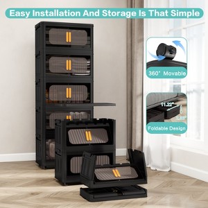 Gulches Black 48 in Accent Cabinet with 4 Shelves Wheels and Magnetic Door Collapsible Storage Organizer for Home Office - 1 of 4