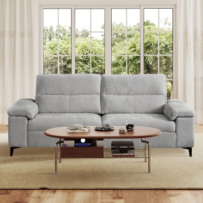 Chenille Sofa with Adjustable Armrests and Extra Thick Cushions