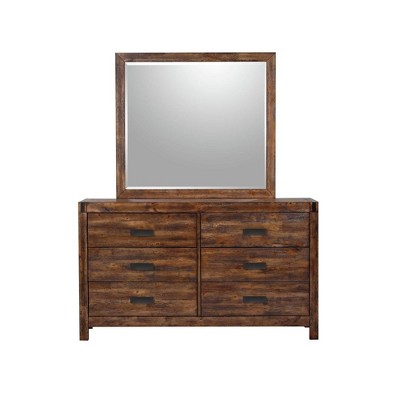Wren 6 Drawer Dresser and Mirror Set Chestnut - Picket House Furnishings