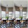 Rattan Farmhouse 5-Light Hand-Woven Pendant Chandelier with Fabric Shade Rustic Bohemian Hanging Light for Dining Room Kitchen Island - 2 of 4