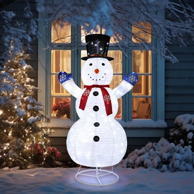 VINGLI 6FT Lighted Snowman Christmas Decorations Outside w/ 200 LED Lights, Pop-up Snowman Ornaments Outdoor,Party Holiday Indoor Decor