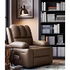 27"Oversized Manual PU Leather Recliner Chair with Cup Holders and Side Pockets, Ergonomic Design for Adults - 3 of 4