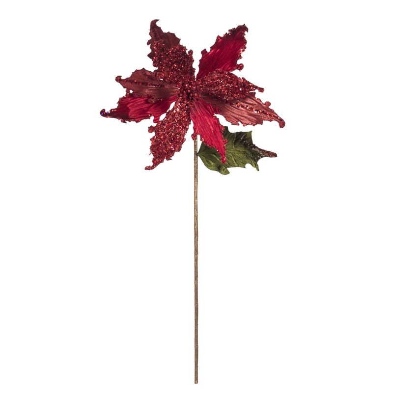 Vickerman 20" Pointed Pearl Poinsettia Aritificial Christmas Stem, 1 of 5