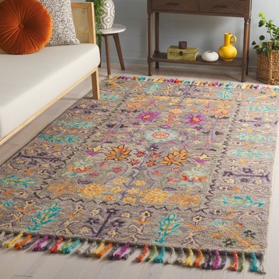 Handmade Gray Wool Tufted Rectangular Area Rug 3' x 5'
