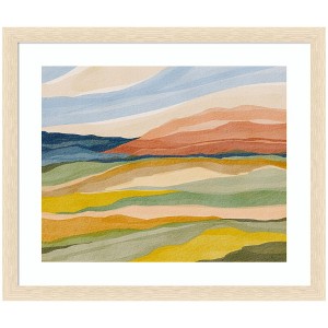 Kate and Laurel Framed Art Vibrant Rhythm by Nikita Jariwala, 26x22, Woodgrain Stripe Blonde - 1 of 4