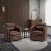 Set of 2 Eulalia 28.74''Wooden Upholstery Wide Genuine Leather Swivel Chair with Swivel Metal Base and  Squared Arms | ARTFUL LIVING DESIGN - 2 of 4