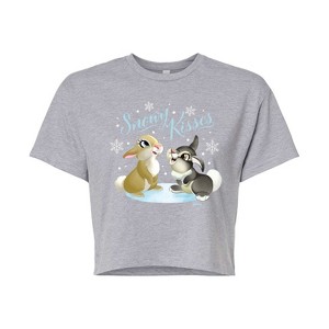 Women's - Disney - Christmas - Snowy Bunny Kisses Cropped Graphic T-Shirt - 1 of 4