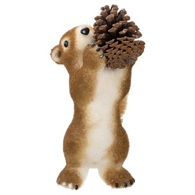 Northlight 13" Standing Forest Squirrel Table Top Christmas Figure Holding a Pine Cone