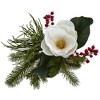 Nearly Natural Magnolia & Berries Artificial Arrangement in Vase - 2 of 2