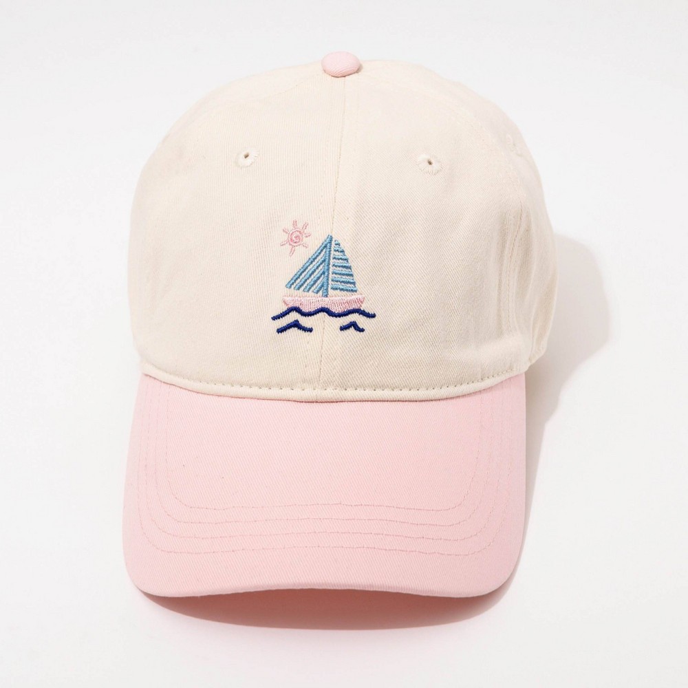 Sail Boat Hat - Frasier Sterling Cream/Pink: Cotton Adjustable Baseball Cap