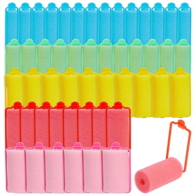 Okuna Outpost 100 Piece Set Soft Sponge Wet Hair Rollers, Heatless Foam Curlers in 5 Sizes