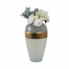 Glass Vase with Accent - Handcrafted Glam Design - Elegant Glass & Metal Decorative Vase for Home, Office, Bedroom & Living Room - 21" White - 3 of 4