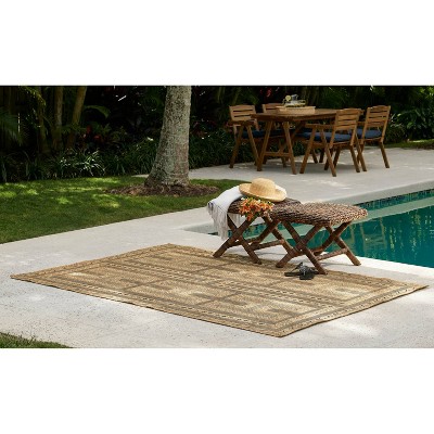 Hampton Blue and Natural Synthetic Indoor/Outdoor Rug Runner