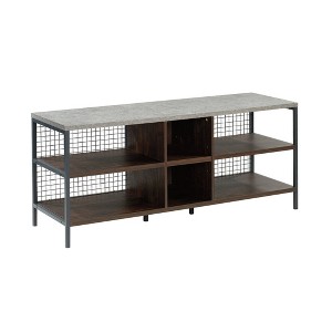 Sauder Market Commons TV Stand for TVs up to 60" Walnut: Mid-Century Modern, Metal Frame, Laminate Surface - 1 of 4