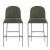 Set of 2 Upholstered Bar Stools with Backs, Metal Frame Counter Height Chairs, Modern Faux Leather Barstool for Kitchen-The Pop Home - 2 of 4