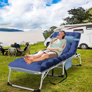 Heavy Duty Tanning Chair, Outdoor 5-Position Folding Chaise Lounge Chair with 2 Sided Mattress - 1 of 4