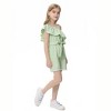 Little Girls One Piece Ruffle Cold One Shoulder Sleeveless Elastic Waist with Bow Strap Jumpsuit Rompers - 4 of 4