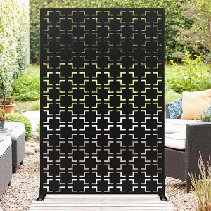 Metal Privacy Screen for Outdoor & Indoor Use, Free Standing Privacy Screen for Patio Garden Pool, Decorative Fence Panel - 1 of 4