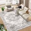 Machine Washable Area Rugs Large Vintage Floral Area Rug Non Slip Distressed Soft Low Pile Non Shedding Design Floor Carpet - 4 of 4